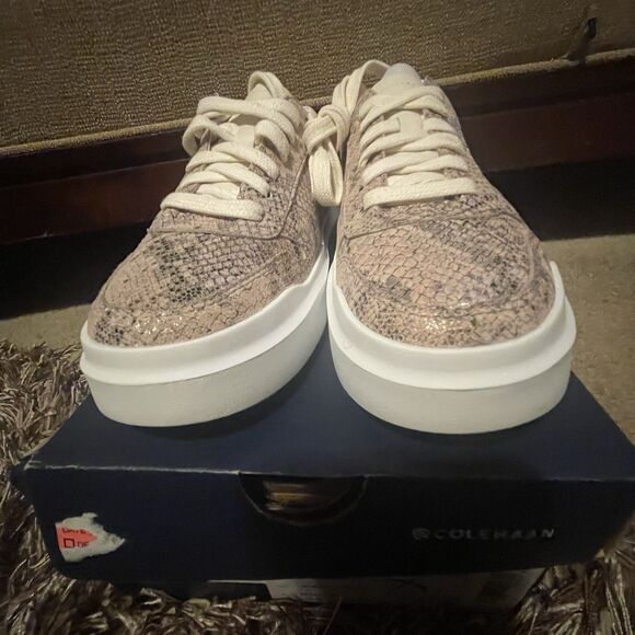 Cole Haan Grand Pro Rally Pink Faux Exotic Print Leather Shoes Women's Size 6 - Picture 3 of 13